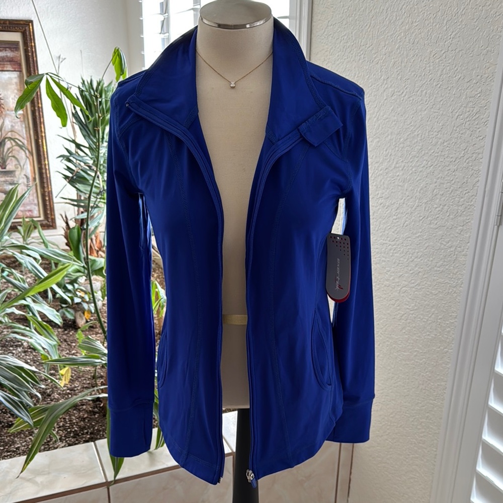 exertek Blue Utility Jacket with Open Front and Wide Collar